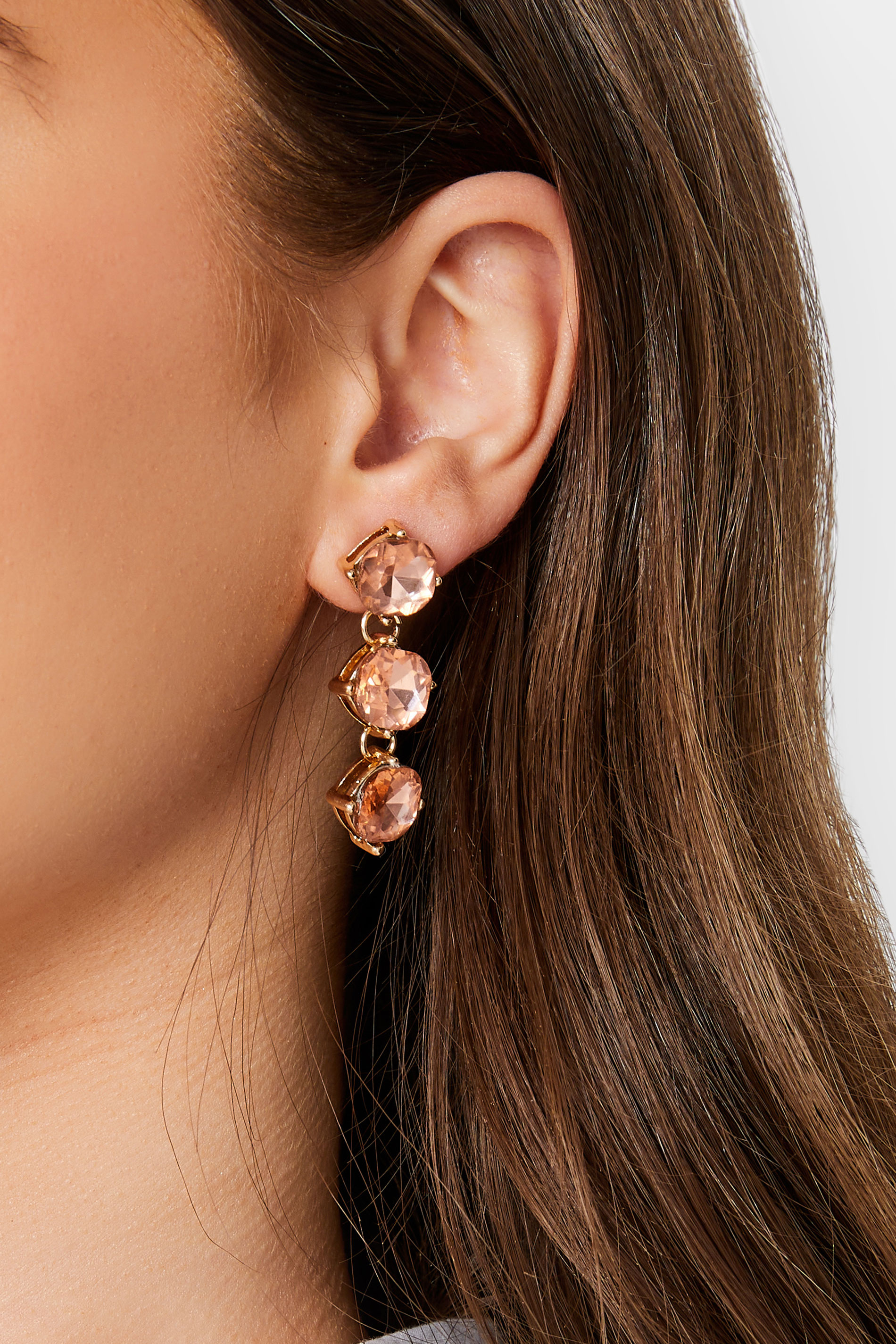 Yours Gold Triple Diamante Drop Earrings