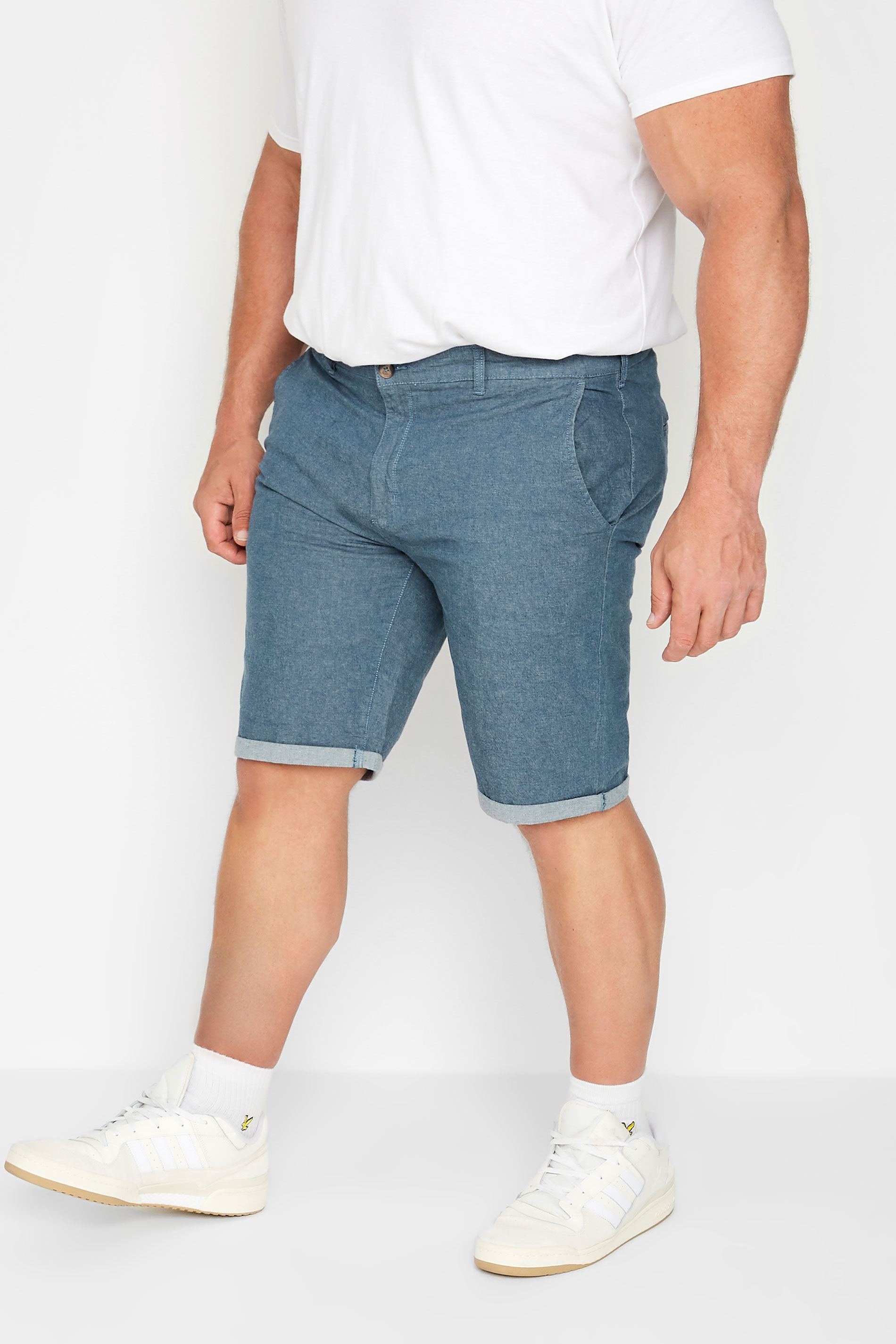 D555 D555 Big & Tall Blue Stretch Chambray Shorts