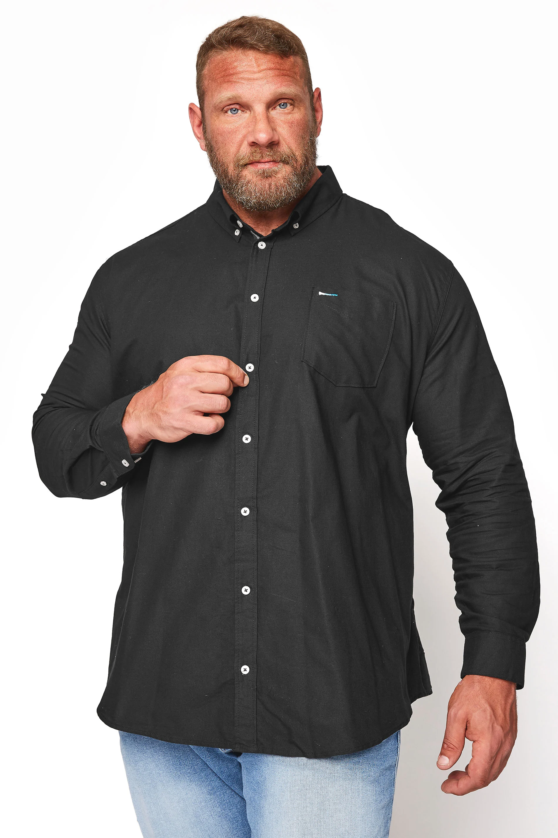 BadRhino BadRhino Big & Tall Black Long Sleeve Oxford Shirt