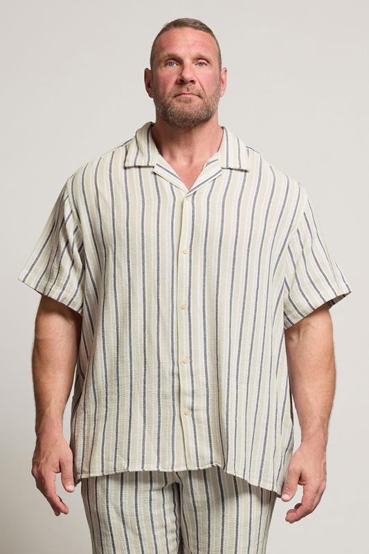 Jack & Jones JACK & JONES Big & Tall Green Stripe Print Resort Shirt