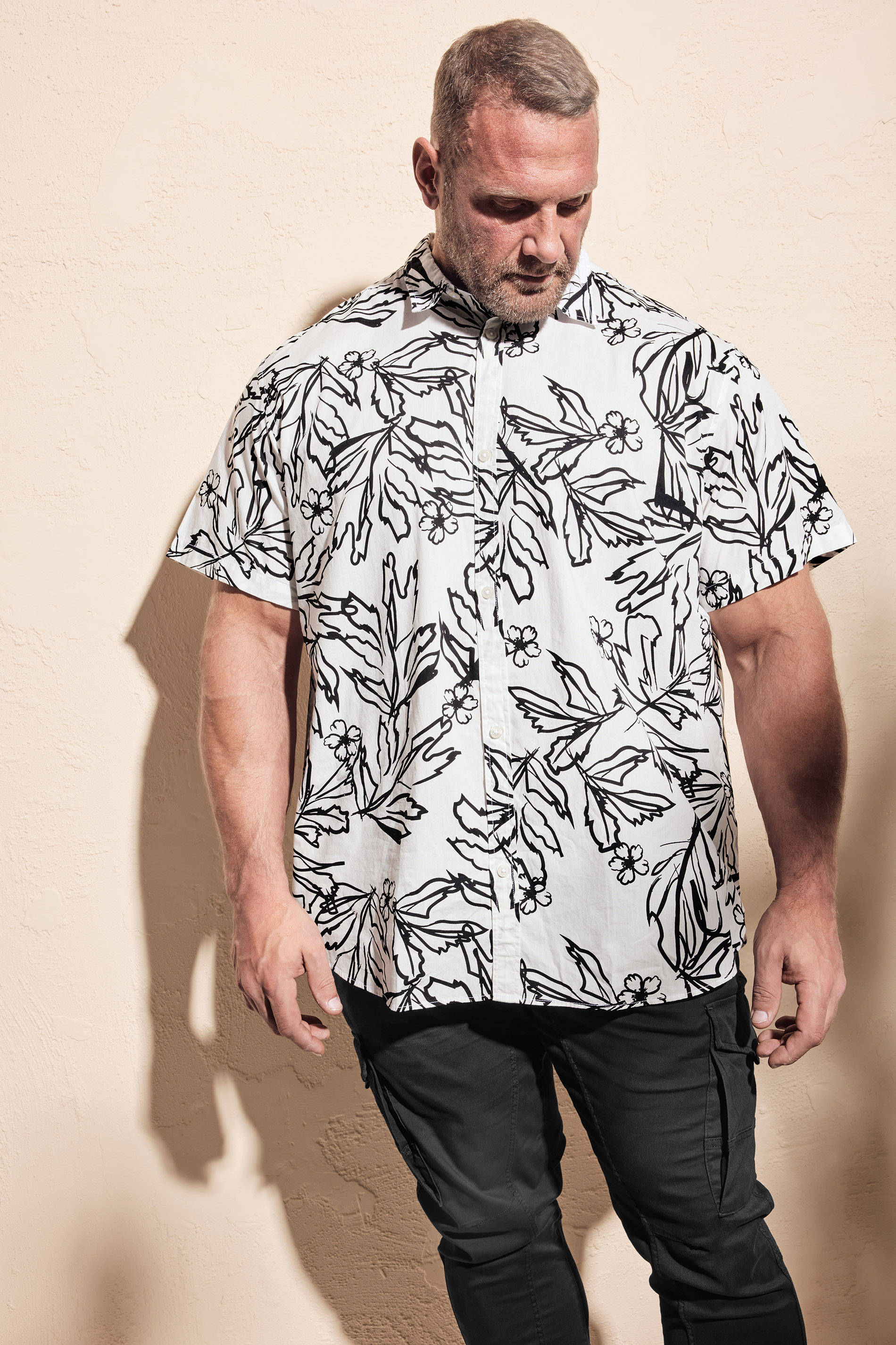 Jack & Jones JACK & JONES Big & Tall White Tropical Printed Shirt