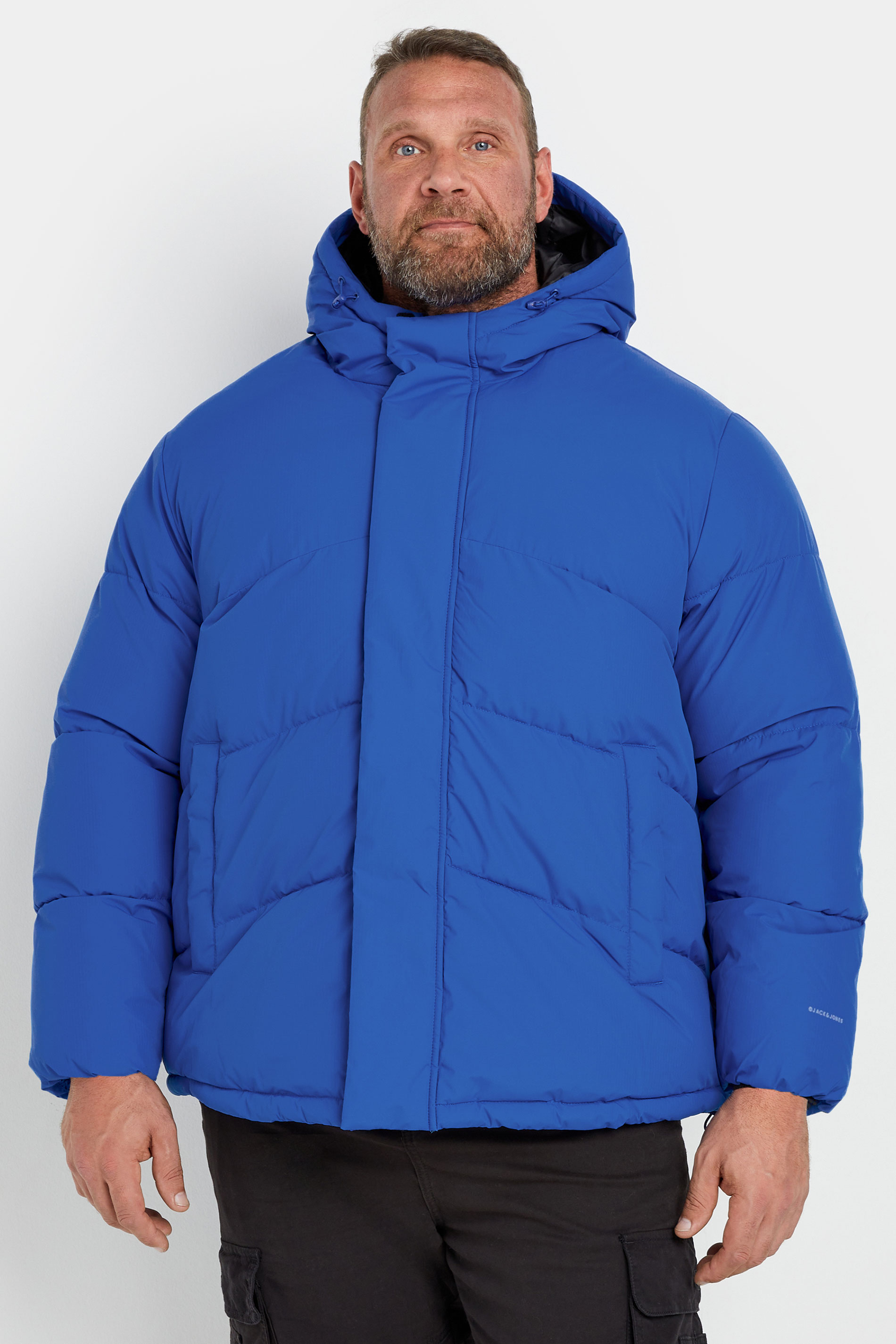 Jack & Jones JACK & JONES Big & Tall Bright Blue Hooded Puffer Jacket