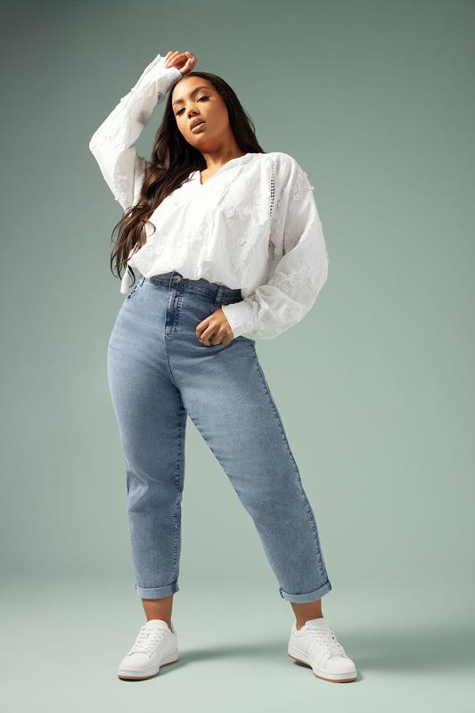 Yours YOURS Curve Light Blue Wash Denim Boyfriend Jeans