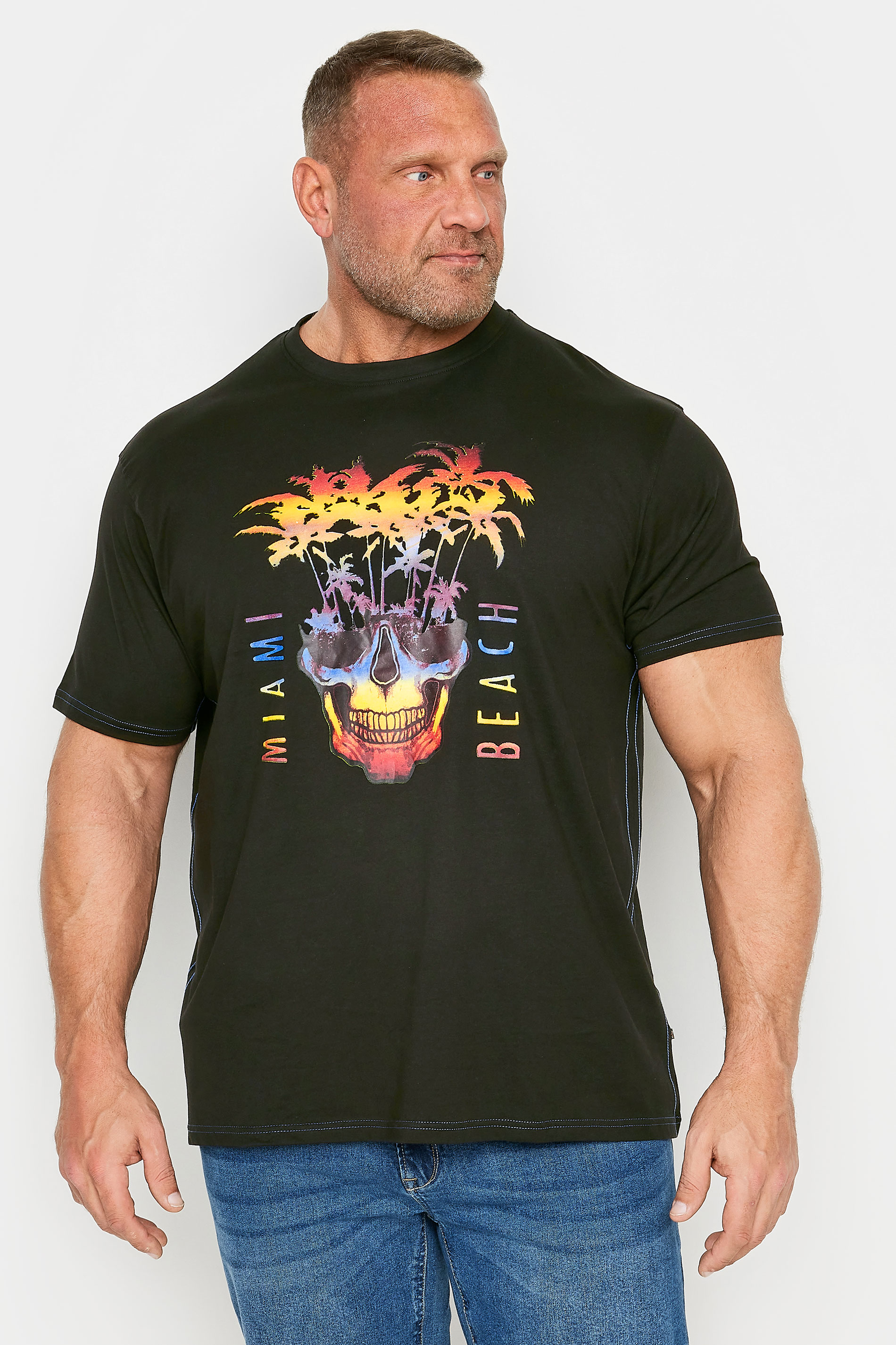 Kam KAM Big & Tall Black 'Miami Beach' Skull Print T-Shirt