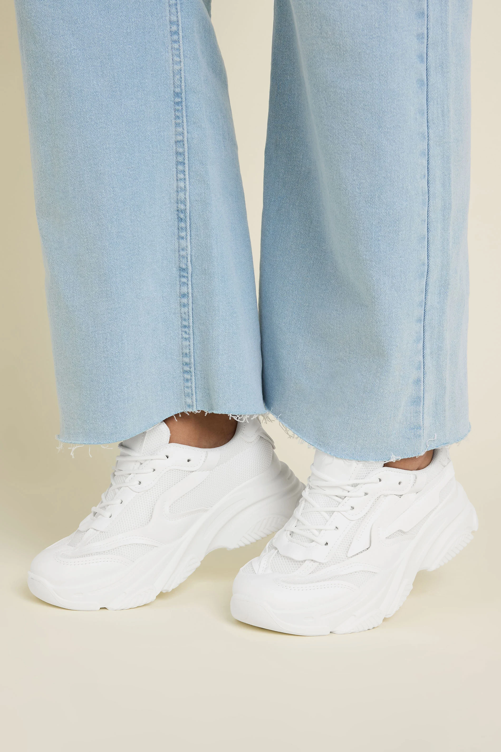 Yours White Chunky Lace Up Trainers In Standard Fit