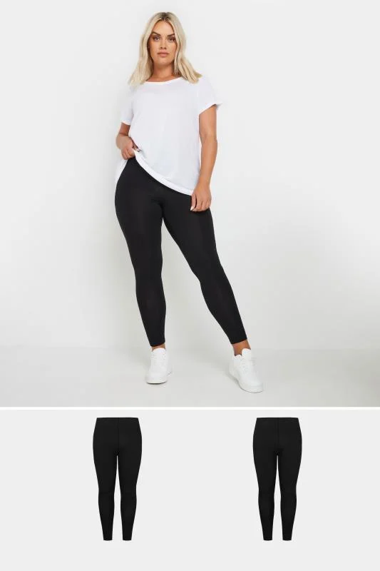 Yours YOURS 2 PACK Curve Black Soft Touch Viscose Stretch Leggings