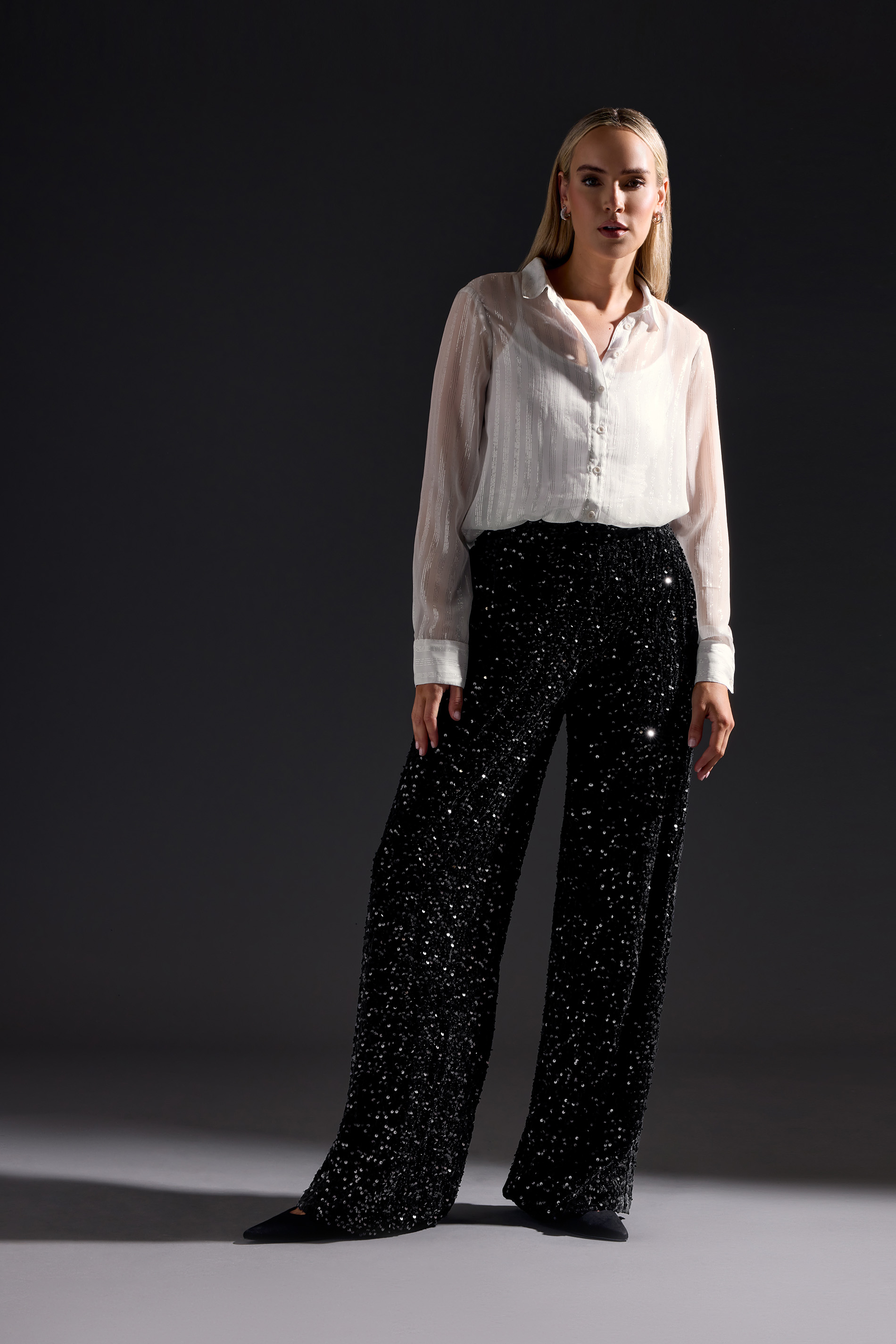 LTS LTS Tall Black Velvet Sequin Trousers