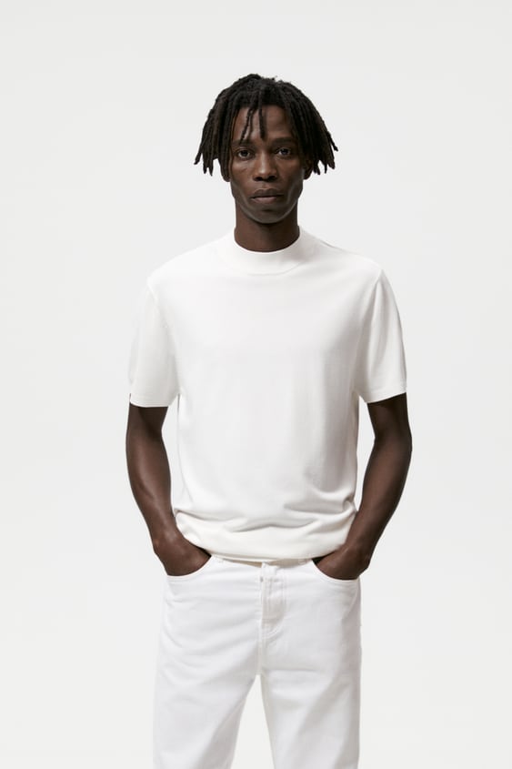 MOCK NECK KNIT SHIRT