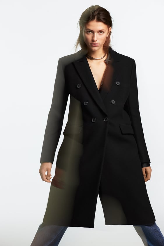 DOUBLE BREASTED WOOL BLEND COAT