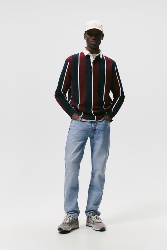 STRIPED POLO SWEATSHIRT
