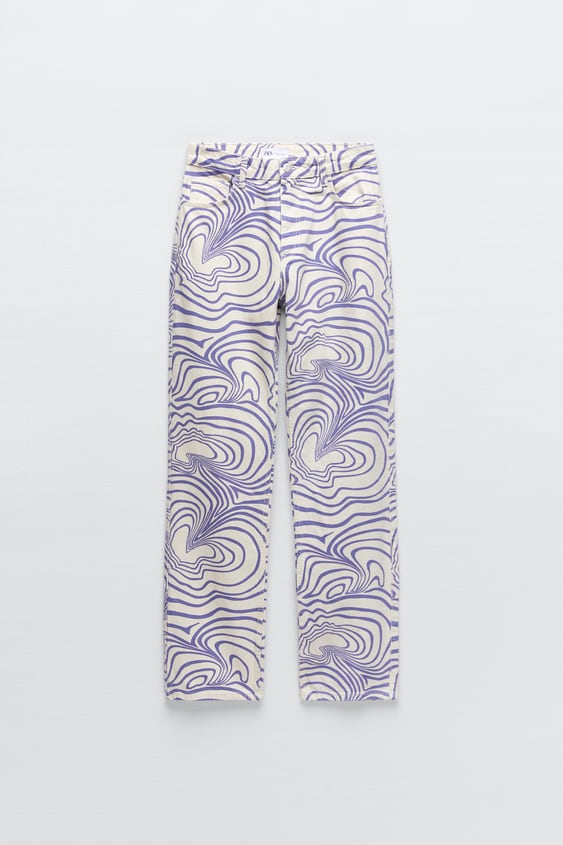 PRINTED STRAIGHT LEG JEANS