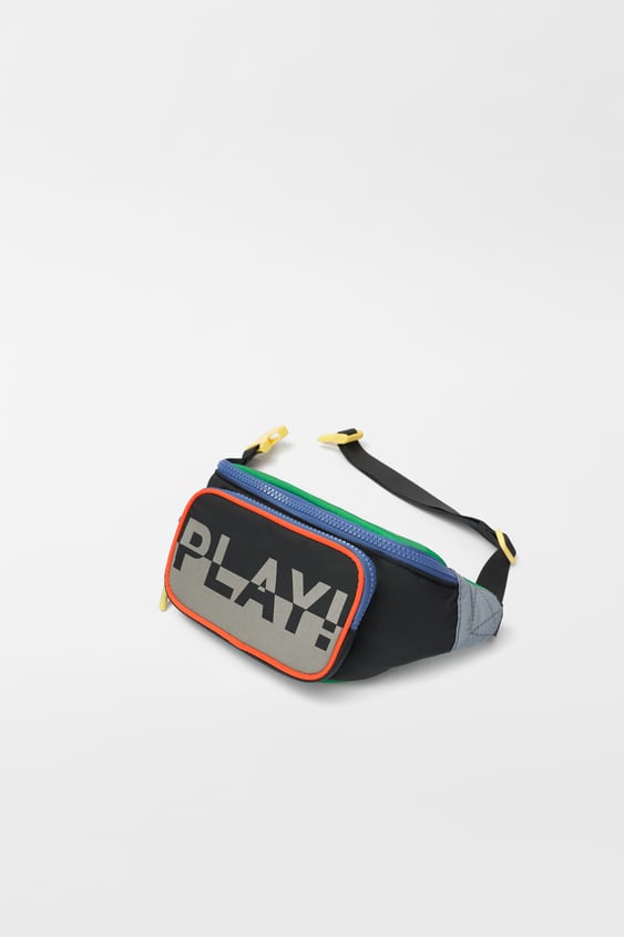 MULTICOLORED BELT BAG WITH TEXT DETAIL