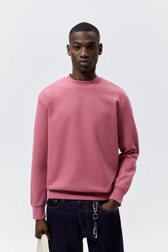 RIB COLLAR SWEATSHIRT
