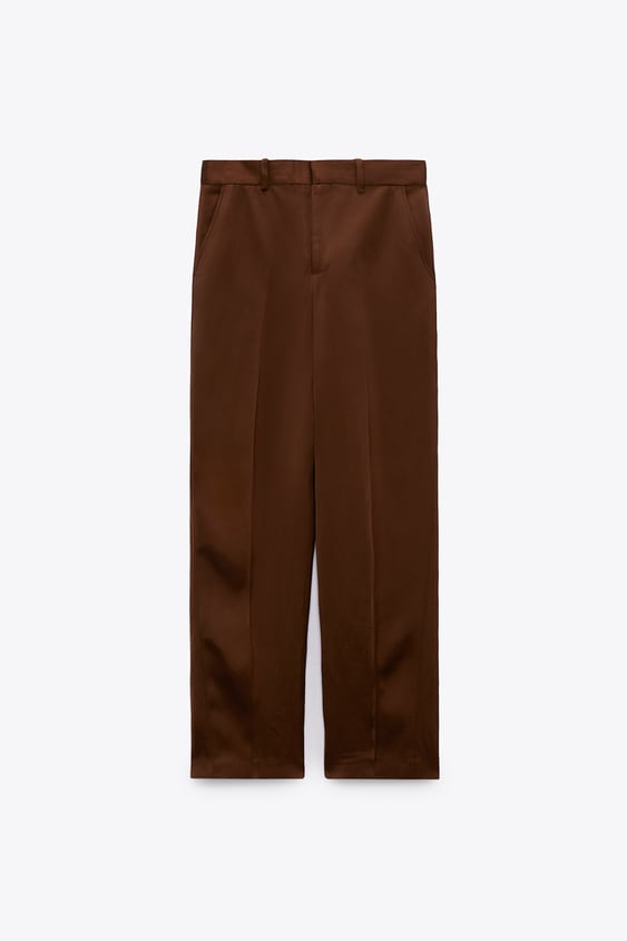 SATIN EFFECT STRAIGHT LEG PANTS