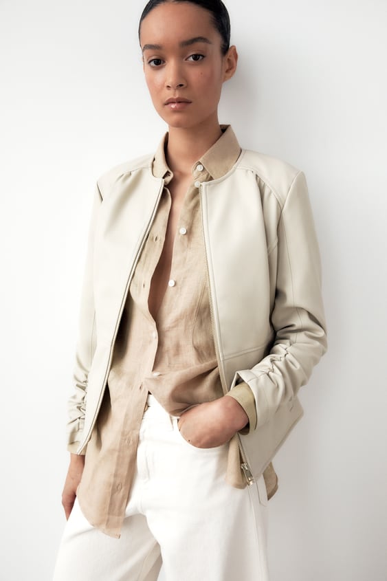 FAUX LEATHER FITTED JACKET