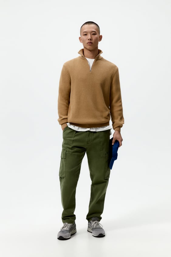 ZIP MOCK NECK SWEATER