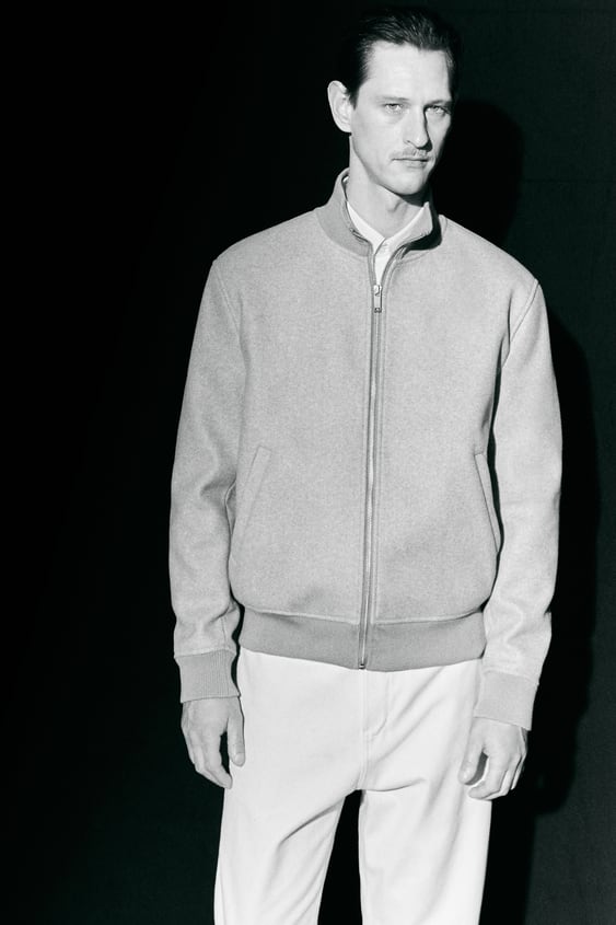 RIBBED BOMBER JACKET