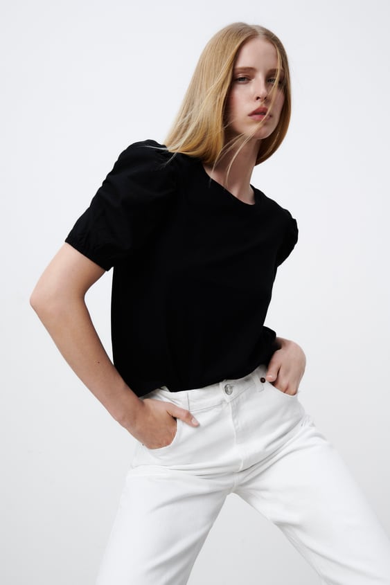MIXED POPLIN T-SHIRT