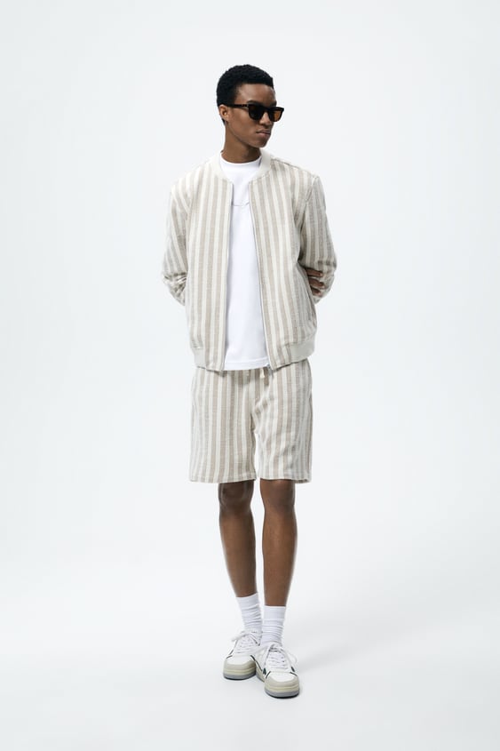 TEXTURED STRIPED SHORTS