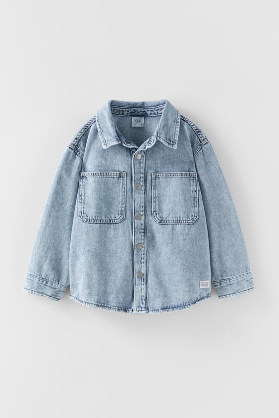 REMOVABLE HOOD WASHED DENIM OVERSHIRT
