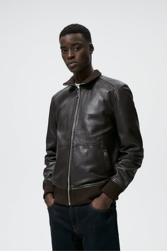 LEATHER BOMBER JACKET