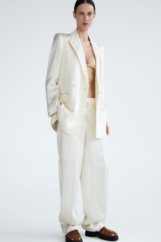 SATIN EFFECT DOUBLE BREASTED BLAZER