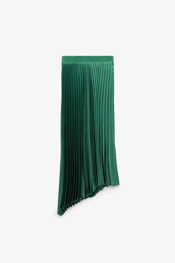 PLEATED SATIN EFFECT SKIRT