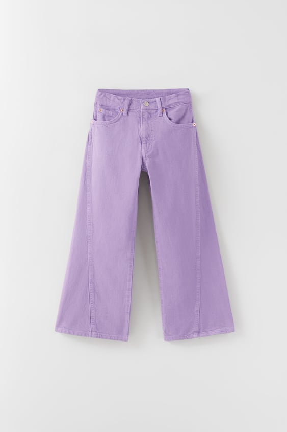 WIDE LEG SOLID COLOR JEANS