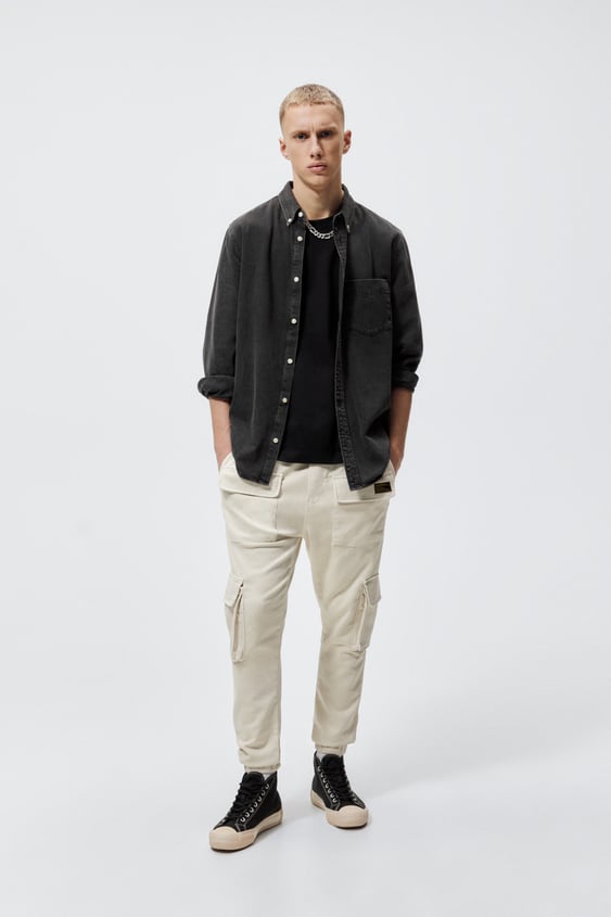 SOFT DENIM CARGO PANTS