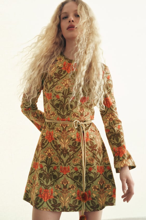 BELTED PRINTED DRESS