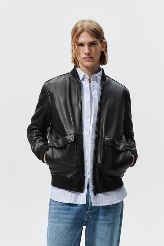 LEATHER BOMBER JACKET