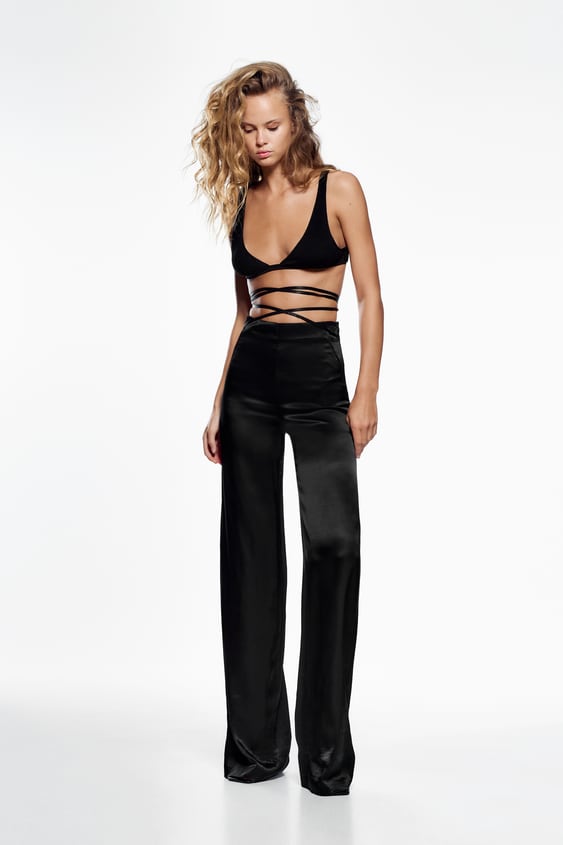 FULL LENGTH SATIN EFFECT PANTS