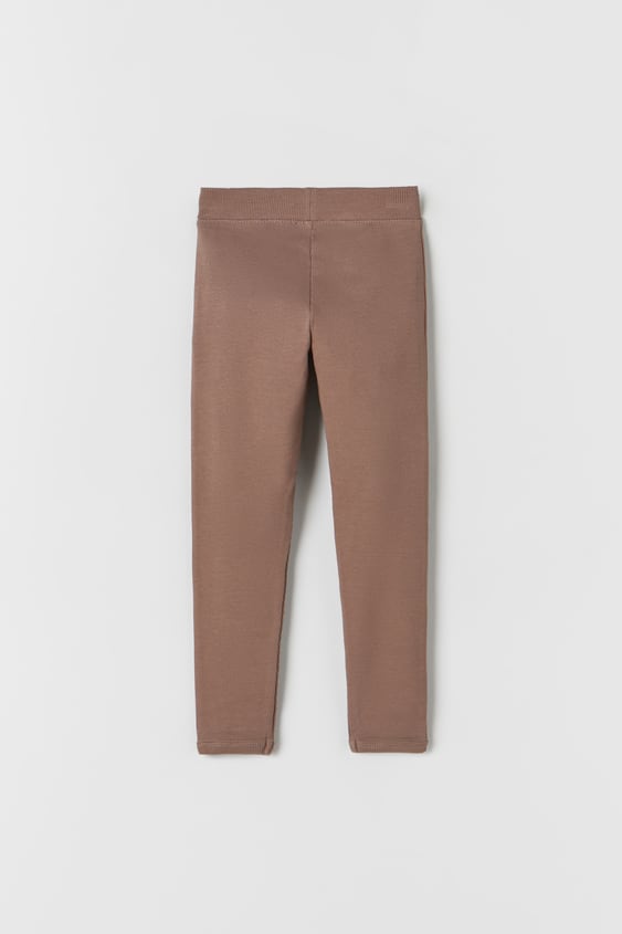 LABEL DETAIL RIBBED LEGGINGS