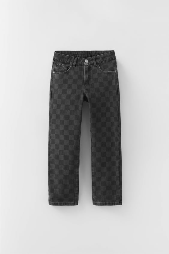 CHECKERED STRAIGHT JEANS