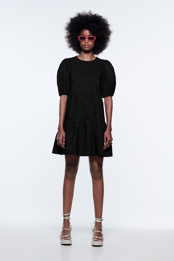 TIERED POPLIN DRESS