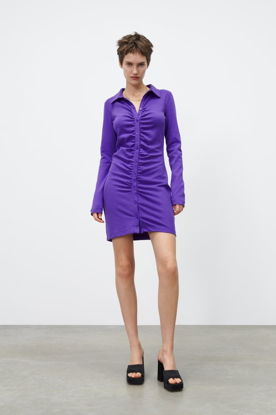 SHIRT DRESS WITH RUCHING