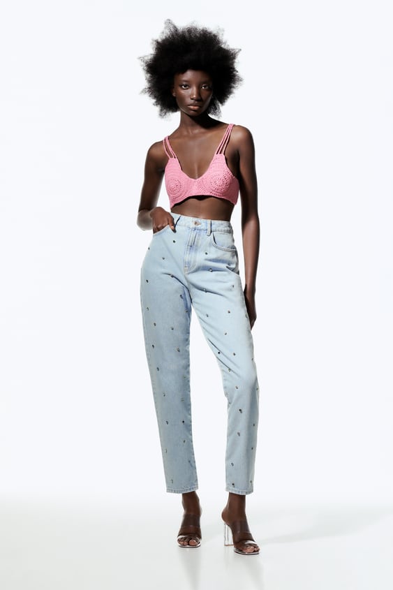 Z1975 BEADED MOM FIT JEANS