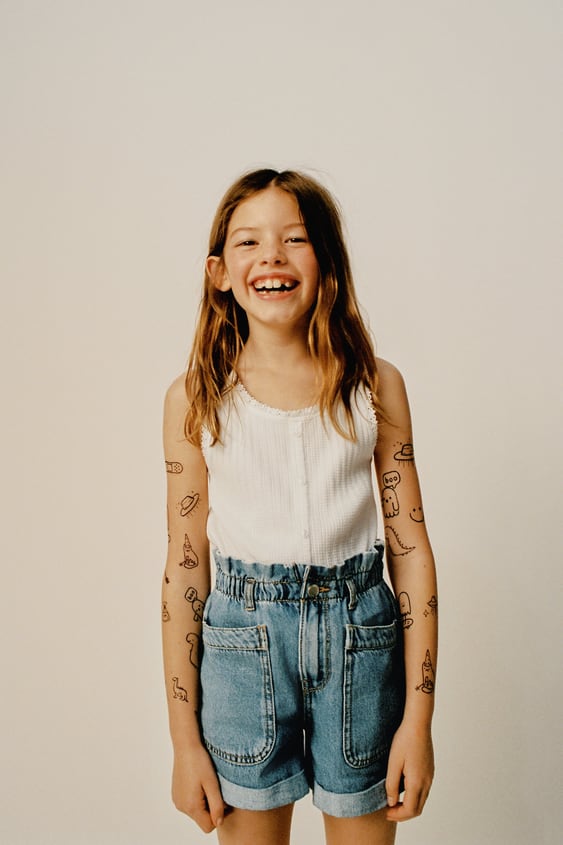 PAPERBAG WAIST DENIM SHORTS