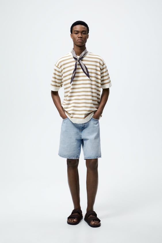 STRAIGHT FIT DENIM SHORTS