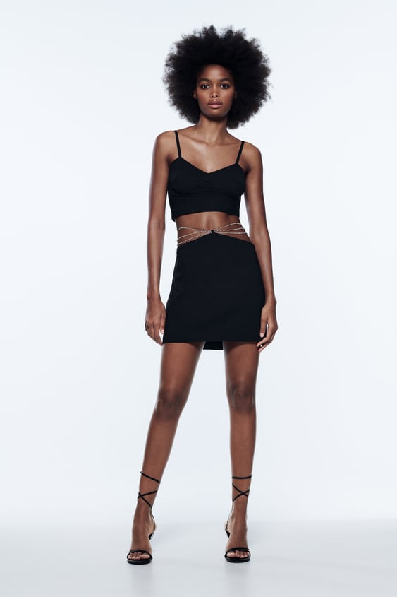 SHINY CHAIN MINI SKIRT