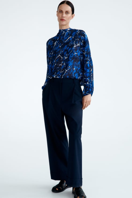 PRINTED BLOUSE WITH BOW