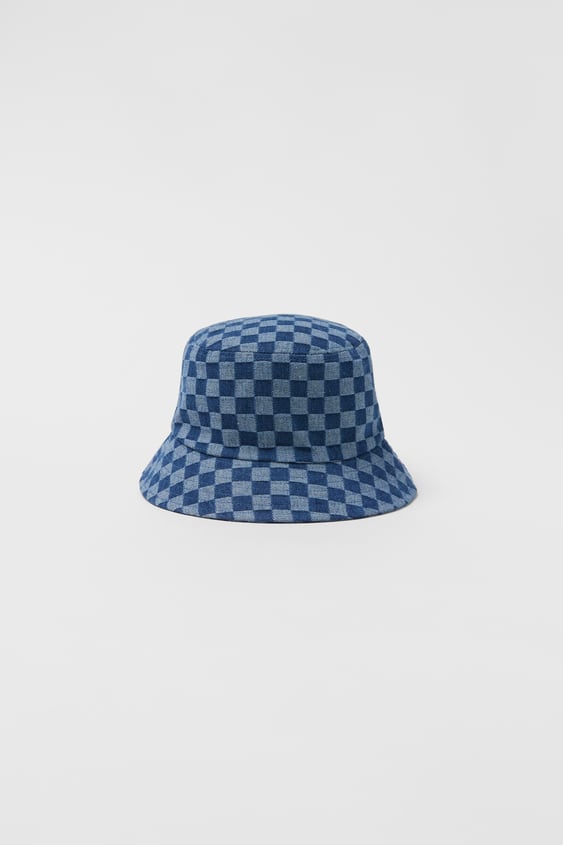 KIDS/ CHECKERED DENIM BUCKET HAT