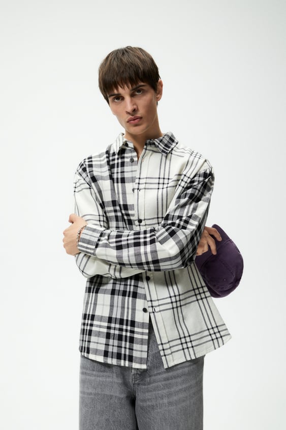 CONTRASTING PLAID SHIRT