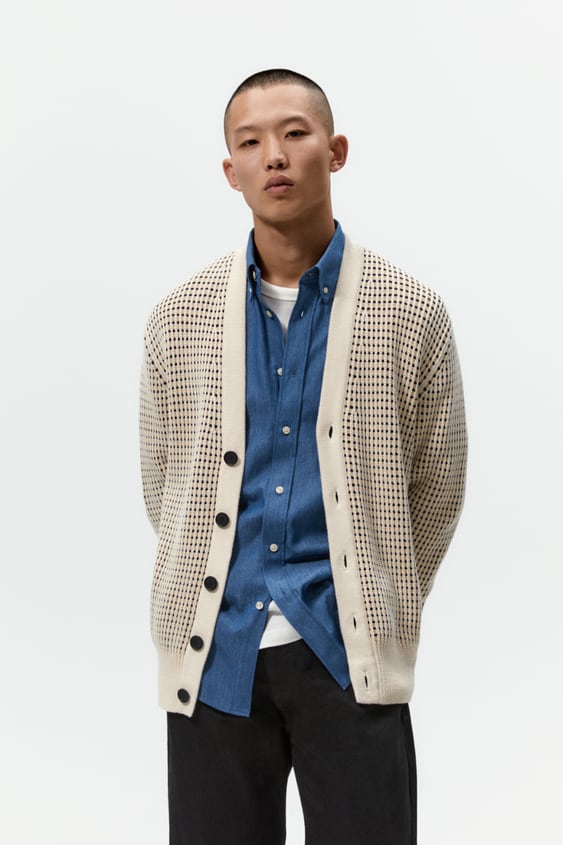 GEOMETRIC JACQUARD CARDIGAN