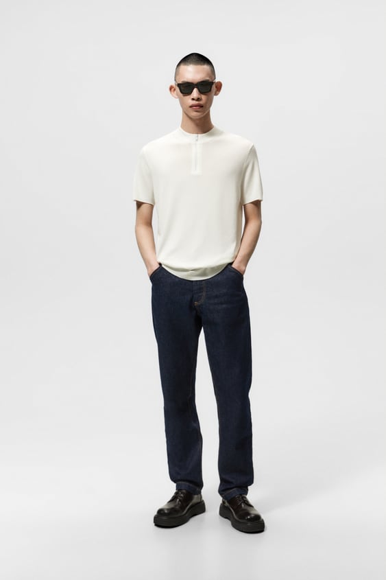 KNIT ZIP T-SHIRT