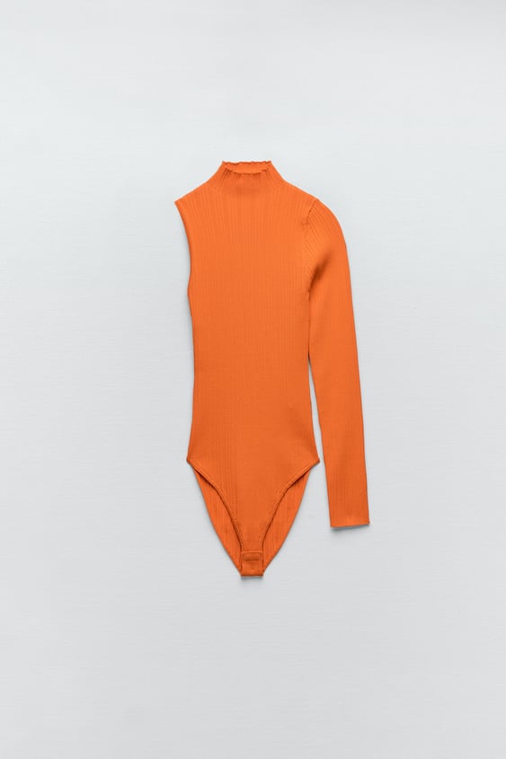 ASYMMETRIC SLEEVE KNIT BODYSUIT