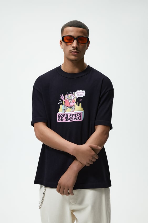 COMBINATION PRINT KNIT T-SHIRT