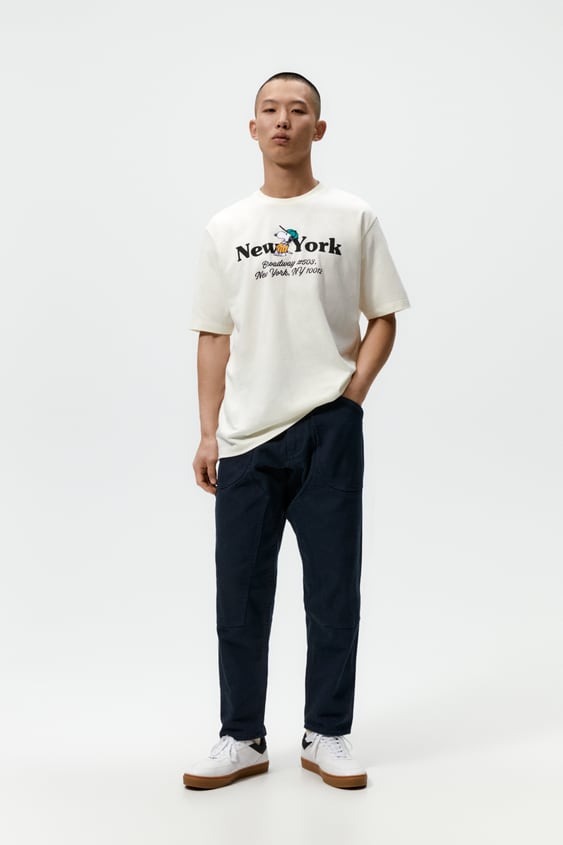 SNOOPY PEANUTS EMBROIDERED T-SHIRT