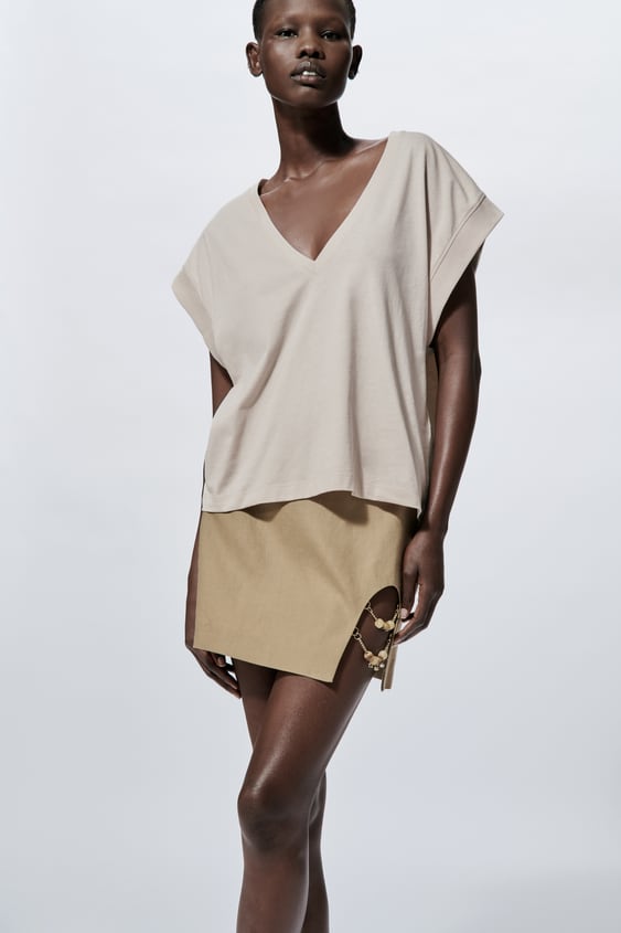 V-NECK RIB T-SHIRT