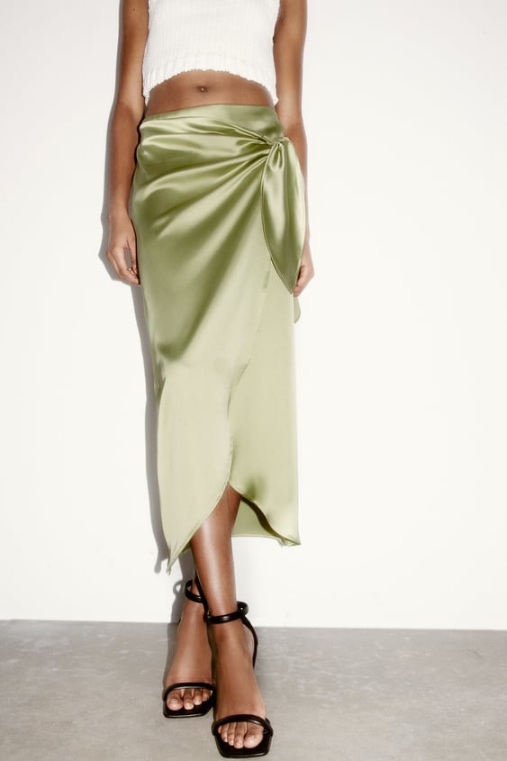SATIN EFFECT PAREO SKIRT